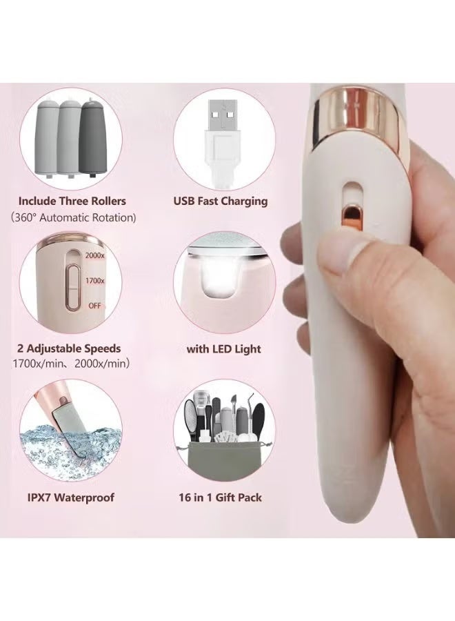 Flawless Electric Foot File for Dead Skin and Cracks Removal with Exfoliating Roller – Professional At-Home Pedicure for Foot Care and USB Charging for Smoother Heels - Image 5